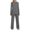 image:imagePOPYOUNG 2 Piece Womens Fall Pajama Sets Crewneck Long Sleeve Pjs Sets with PocketsDark Grey