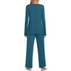 image:imagePOPYOUNG 2 Piece Womens Fall Pajama Sets Crewneck Long Sleeve Pjs Sets with PocketsGrey Blue
