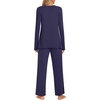 image:imagePOPYOUNG 2 Piece Womens Fall Pajama Sets Crewneck Long Sleeve Pjs Sets with PocketsNavy Blue