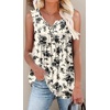 image:imagePOPYOUNG 2026 Womens Summer Tank Tops Ladies Sleeveless Shirts Loose Fit Casual Blouse01black Flower Beige
