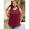 image:imagePOPYOUNG 2026 Womens Summer Tank Tops Ladies Sleeveless Shirts Loose Fit Casual BlouseWine Red