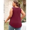 image:imagePOPYOUNG 2026 Womens Summer Tank Tops Ladies Sleeveless Shirts Loose Fit Casual BlouseWine Red