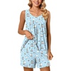 image:imagePOPYOUNG Pajama Set for Women Summer Sleeveless Tank Tops Pjs Sets 2 Piece Lounge Set Comfy Shorts Sleepwear with PocketsBlue Sailboat