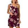 image:imagePOPYOUNG Pajama Set for Women Summer Sleeveless Tank Tops Pjs Sets 2 Piece Lounge Set Comfy Shorts Sleepwear with PocketsFloral Wine