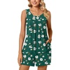 image:imagePOPYOUNG Pajama Set for Women Summer Sleeveless Tank Tops Pjs Sets 2 Piece Lounge Set Comfy Shorts Sleepwear with PocketsGreen Begonia Floral