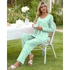 image:imagePOPYOUNG Womens Pajama Set 2 Pieces Fall Long Sleeve Pjs Winter Ladies Pajamas Lounge Sleepwear with Pockets02colorful Green Butterfly