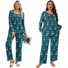 image:imagePOPYOUNG Womens Pajama Set 2 Pieces Fall Long Sleeve Pjs Winter Ladies Pajamas Lounge Sleepwear with PocketsDark Green Butterfliesa