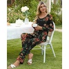 image:imagePOPYOUNG Womens Pajama Set 2 Pieces Fall Long Sleeve Pjs Winter Ladies Pajamas Lounge Sleepwear with PocketsFloral Brownblacka