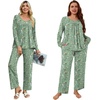 image:imagePOPYOUNG Womens Pajama Set 2 Pieces Fall Long Sleeve Pjs Winter Ladies Pajamas Lounge Sleepwear with PocketsFloral Mix Green