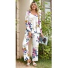 image:imagePOPYOUNG Womens Pajama Set 2 Pieces Fall Long Sleeve Pjs Winter Ladies Pajamas Lounge Sleepwear with PocketsFloral White
