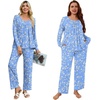 image:imagePOPYOUNG Womens Pajama Set 2 Pieces Fall Long Sleeve Pjs Winter Ladies Pajamas Lounge Sleepwear with PocketsLight Blue Floral
