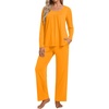 image:imagePOPYOUNG Womens Pajama Set 2 Pieces Fall Long Sleeve Pjs Winter Ladies Pajamas Lounge Sleepwear with PocketsOrange