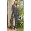 image:imagePOPYOUNG Womens Pajama Set 2 Pieces Fall Long Sleeve Pjs Winter Ladies Pajamas Lounge Sleepwear with PocketsWhite Daisy Black