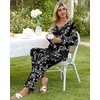 image:imagePOPYOUNG Womens Pajama Set 2 Pieces Fall Long Sleeve Pjs Winter Ladies Pajamas Lounge Sleepwear with PocketsWhite Fl Carvings