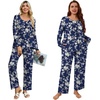 image:imagePOPYOUNG Womens Pajama Set 2 Pieces Fall Long Sleeve Pjs Winter Ladies Pajamas Lounge Sleepwear with PocketsWhite Flower