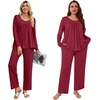 image:imagePOPYOUNG Womens Pajama Set 2 Pieces Fall Long Sleeve Pjs Winter Ladies Pajamas Lounge Sleepwear with PocketsWine Red