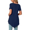 image:imagePOPYOUNG Womens Short Sleeve Tunic Tops Summer Asymmetrical Hem CrewNeck Swing ShirtsNavy Blue