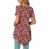 image:imagePOPYOUNG Womens Short Sleeve Tunic Tops Summer Asymmetrical Hem CrewNeck Swing ShirtsPlum Blossomred