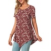 image:imagePOPYOUNG Womens Short Sleeve Tunic Tops Summer Asymmetrical Hem CrewNeck Swing ShirtsPlum Blossomred