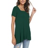 image:imagePOPYOUNG Womens Short Sleeve Tunic Tops Summer Asymmetrical Hem CrewNeck Swing ShirtsSquare Neckdark Green
