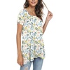 image:imagePOPYOUNG Womens Short Sleeve Tunic Tops Summer Asymmetrical Hem CrewNeck Swing ShirtsSquare Neckmacaron Flower