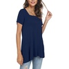 image:imagePOPYOUNG Womens Short Sleeve Tunic Tops Summer Asymmetrical Hem CrewNeck Swing ShirtsSquare Necknavy Blue