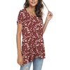 image:imagePOPYOUNG Womens Short Sleeve Tunic Tops Summer Asymmetrical Hem CrewNeck Swing ShirtsSquare Neckplum Blossomred