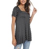 image:imagePOPYOUNG Womens Short Sleeve Tunic Tops Summer Asymmetrical Hem CrewNeck Swing ShirtsSquare Neckpolka Dot Black