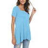 image:imagePOPYOUNG Womens Short Sleeve Tunic Tops Summer Asymmetrical Hem CrewNeck Swing ShirtsSquare Necksky Blue
