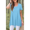 image:imagePOPYOUNG Womens Short Sleeve Tunic Tops Summer Asymmetrical Hem CrewNeck Swing ShirtsSquare Necksky Blue
