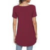 image:imagePOPYOUNG Womens Short Sleeve Tunic Tops Summer Asymmetrical Hem CrewNeck Swing ShirtsSquare Neckwine Red