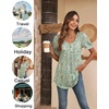 image:imagePOPYOUNG Womens tunic Loose Fit Dressy Blouse Ladies Elbow Sleeve Tops Wear with LeggingsA2ppgreen Flowers