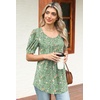 image:imagePOPYOUNG Womens tunic Loose Fit Dressy Blouse Ladies Elbow Sleeve Tops Wear with LeggingsA2ppgreen Flowers