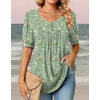 image:imagePOPYOUNG Womens tunic Loose Fit Dressy Blouse Ladies Elbow Sleeve Tops Wear with LeggingsA2ppgreen Flowers