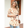 image:imagePOPYOUNG Womens tunic Loose Fit Dressy Blouse Ladies Elbow Sleeve Tops Wear with LeggingsA3ppwhite Peony
