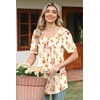 image:imagePOPYOUNG Womens tunic Loose Fit Dressy Blouse Ladies Elbow Sleeve Tops Wear with LeggingsA3ppwhite Peony