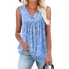 image:imagePOPYOUNG 2026 Womens Summer Tank Tops Ladies Sleeveless Shirts Loose Fit Casual Blouse04bluewhite Flower