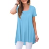 image:imagePOPYOUNG Womens Short Sleeve Tunic Tops Summer Asymmetrical Hem CrewNeck Swing ShirtsSquare Necksky Blue
