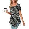 image:imagePOPYOUNG Womens Short Sleeve Tunic Tops Summer Asymmetrical Hem CrewNeck Swing ShirtsWhite Daisyblack