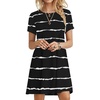 Crewneck Dress-stripe Black