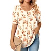 image:imagePOPYOUNG Womens tunic Loose Fit Dressy Blouse Ladies Elbow Sleeve Tops Wear with LeggingsA3ppwhite Peony