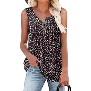 image:imagePOPYOUNG 2026 Womens Summer Tank Tops Ladies Sleeveless Shirts Loose Fit Casual Blouse03blackfloral