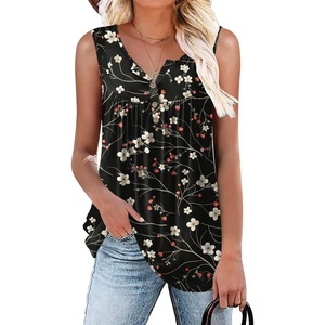 image:imagePOPYOUNG 2026 Womens Summer Tank Tops Ladies Sleeveless Shirts Loose Fit Casual BlouseBlack Winter Floral