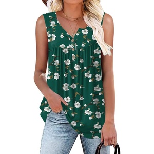 image:imagePOPYOUNG 2026 Womens Summer Tank Tops Ladies Sleeveless Shirts Loose Fit Casual BlouseGreen Begonia Floral