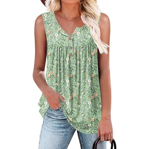 image:imagePOPYOUNG 2026 Womens Summer Tank Tops Ladies Sleeveless Shirts Loose Fit Casual BlouseGreen Sparrow