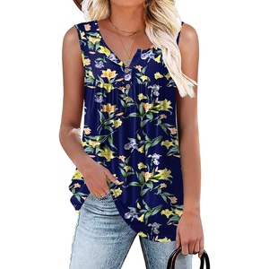 image:imagePOPYOUNG 2026 Womens Summer Tank Tops Ladies Sleeveless Shirts Loose Fit Casual BlouseNavylily