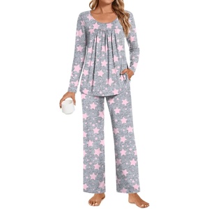 image:imagePOPYOUNG Womens Pajama Set 2 Pieces Fall Long Sleeve Pjs Winter Ladies Pajamas Lounge Sleepwear with Pockets01fl Pink Star