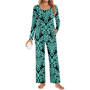 image:imagePOPYOUNG Womens Pajama Set 2 Pieces Fall Long Sleeve Pjs Winter Ladies Pajamas Lounge Sleepwear with PocketsFloral Bluegreen