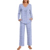 image:imagePOPYOUNG 2 Piece Womens Fall Pajama Sets V Neck Long Sleeve Lounge Sleepwear Pjs Sets with PocketsA1pjspot Blue