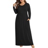 image:imagePOPYOUNG Plus Size Maxi Dress for Womens Casual Fall Dresses Long Sleeves Winter Long Dress with Pockets01black